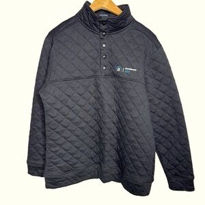 J AMERICA Quilted Black Quarter Snap Button Close Men's Pullover Size M‎